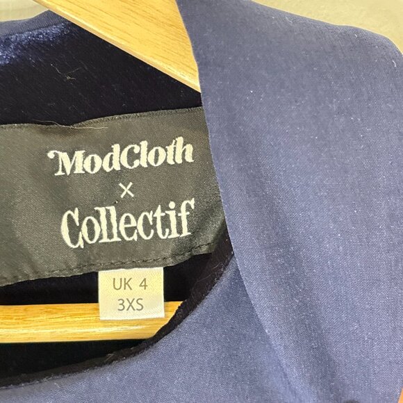 Modcloth x Collectif Zodiac Velvet Skater Whimsigoth Dress Navy Sz XXXS New - Picture 10 of 15